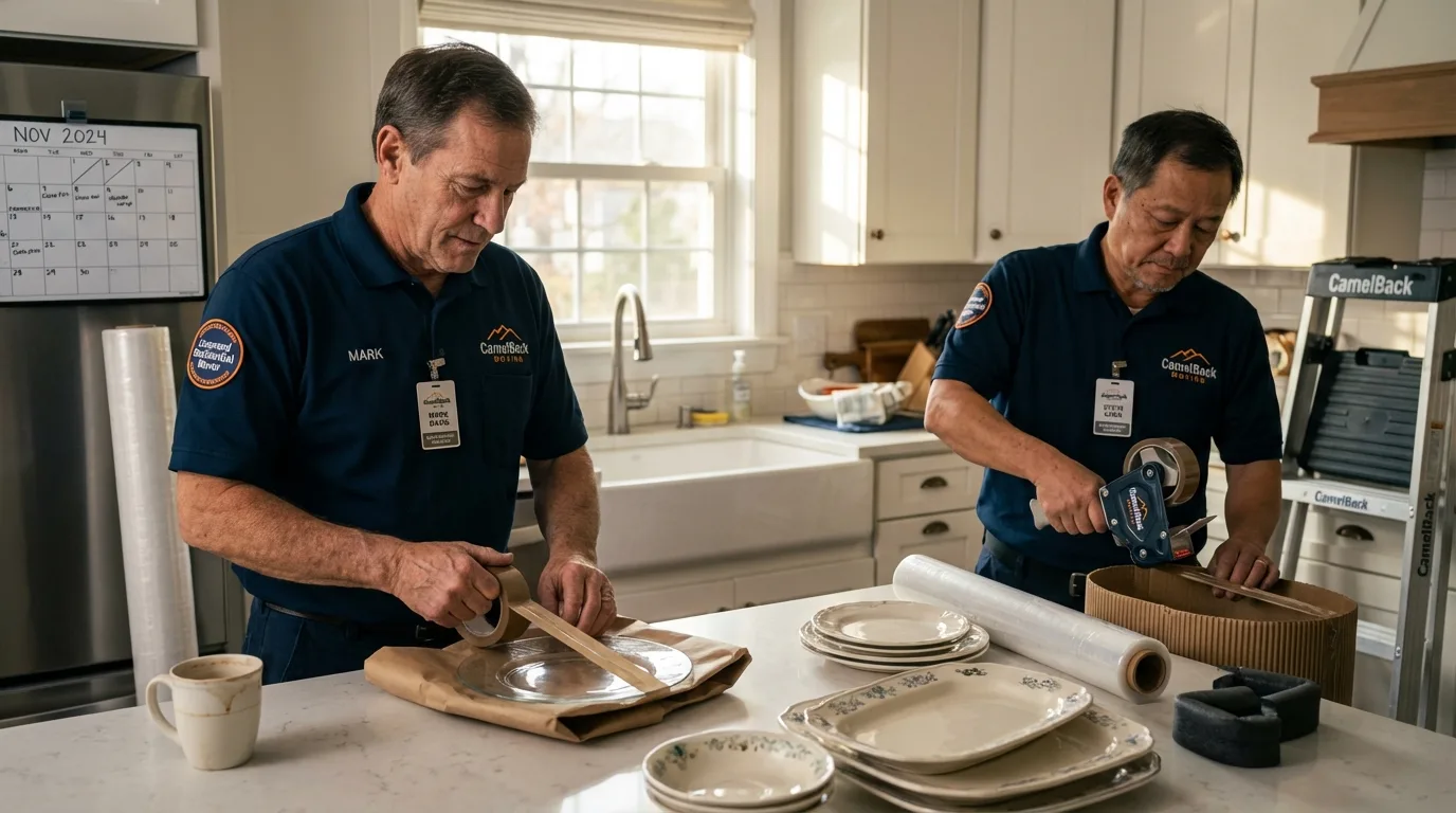 Professional crew packing kitchen dishware in Chillicothe, OH